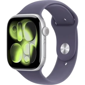 Apple Watch Series 11 GPS+Cellular 42mm Stříbrné hliníkové tělo - Mlžně fialový sportovní řemínek S/M / 130–180 mm (MF8H4MP/A)