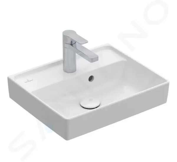 VILLEROY & BOCH - Collaro Umývátko 450x370 mm, s přepadem, 1 otvor pro baterii, CeramicPlus, Stone White 433445RW