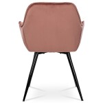 Jídelní židle, potah strorůžová sametová látka, kovová 4nohá podnož, černý lak