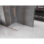MEXEN/S - Velar L sprchový kout, posuvné dveře 90 x 90, transparent, měď kartáčovaná 871-090-090-03-65