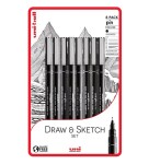 UNI PIN Draw and Sketch sada 8 ks linerů, černý