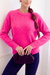 Svetr dámský z baby alpaky s dlouhým rukávem neonově růžový UNI
