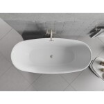 MEXEN/S - Luvo Slim volně stojící vana 170 x 75, bílá/černá, sifon a přepad nikl kartáčovaný 52801707575-97
