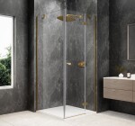 POLYSAN - GLOBE GOLD MATT čtvercový sprchový kout 800x800, čiré sklo, pravé GB1080-3215RG