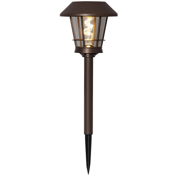 STAR TRADING Zahradní světlo na solární napájení Bollard Fergus, hnědá barva, kov, plast