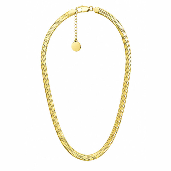 Ocelový náhrdelník Monica Gold 5 mm plochý had, chirurgická ocel, Zlatá 45 cm + 5 cm (prodloužení)