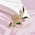 Luxusní květinová brož se Swarovski Elements krystaly, Zlatá
