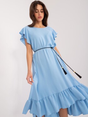 Světle modré oversize šaty s volány