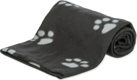 TRIXIE BEANY 100x70 cm černá s bílými tlapkami / Deka pro psy / Fleece / Praní 60 °C (G14-37192)