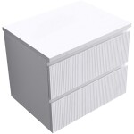 CERANO - Koupelnová skříňka Carole + deska pod umyvadlo Navira Pro - 36 mm - bílá matná rýhovaná - 60x51,6x46 CER-264323