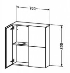 DURAVIT - L-Cube Skříňka 80x70x24 cm, 2 dvířka, lesklá bílá LC116702222