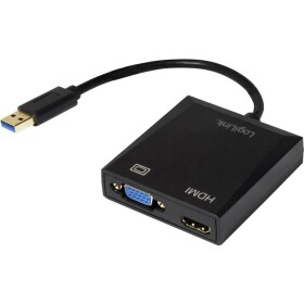 LogiLink UA0234 USB / VGA / HDMI adaptér [1x USB 3.0 zástrčka A - 1x VGA zásuvka, HDMI zásuvka] černá 10.00 cm