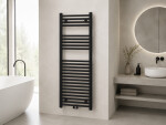 CERANO - Koupelnový radiátor Benito - středové připojení 50mm/boční - 477 W - černá matná - 1200x450 mm CER-510889