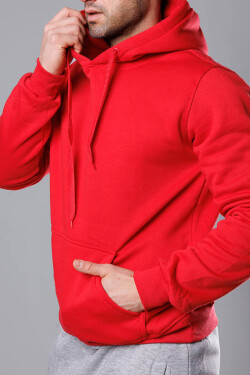 Červená pánská mikina kapucí model 18344954 J.STYLE Barva: odcienie czerwieni, Velikost: