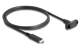 Delock USB-C 10 Gbps 1 m černá / Prodlužovací kabel / USB 3.2 Gen 2 / panelová zásuvka - zástrčka (87824)