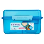 Sistema Lunch Tříkomorová krabička s nádobou na jogurt s dvojitým víčkem 2 l modrá (8592001419551)
