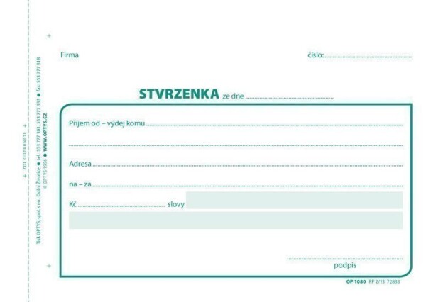 Stvrzenka, A6, 100 listů, NCR