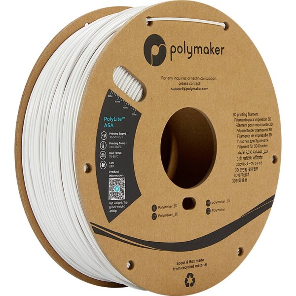 Polymaker PF01002 PolyLite vlákno pro 3D tiskárny ASA odolné proti UV záření, odolné proti povětrnostním vlivům, Žáruvzdorné 1.75 mm 1000 g bílá 1 ks