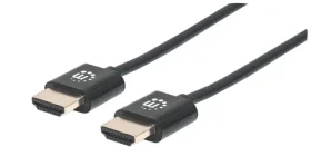 Manhattan Ultratenký HDMI kabel s ethernetem 1m černá / HDMI kabel / HDMI-HDMI / 4K 60Hz / Stíněný (394352)