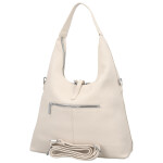 Módní dámská koženková kabelka na rameno Marixa, krémová