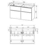 Mereo Mailo, koupelnová skříňka 121 cm, dub Riviera, černé madlo CN523SB