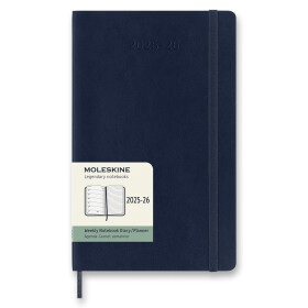 18měsíční diář Moleskine 2025-26 - měkké desky, L, týdenní - modrý