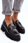 Dámské kůže polobotky Loafersy s ozdobou černá Lyndani 41