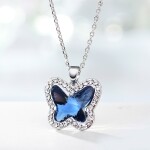 Náhrdelník Swarovski Elements Montanari modrý - motýl, Tmavě modrá 39 cm + 3 cm (prodloužení)