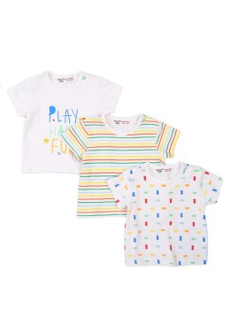Tričko kojenecké s krátkým rukávem 3pack, Minoti, Smiling 4, bílá - 68/74 | 6-9m