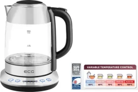ECG RK 1781 Glass stříbrná / rychlovarná konvice / 2200W / 1.7 L / sklo a nerez (100001129819)