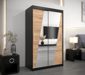 Šatní skříň Abi R0 Barva korpusu: Černá, Rozměry: 100 cm, Dveře: Dub artisan
