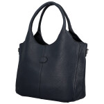 Trendy dámská koženková kabelka na rameno Stifa, tmavě modrá