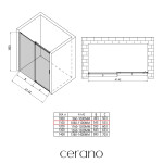 CERANO - Sprchové posuvné dveře Santoro L/P - 6 mm - černá matná, grafitové sklo - 110x195 CER-424948
