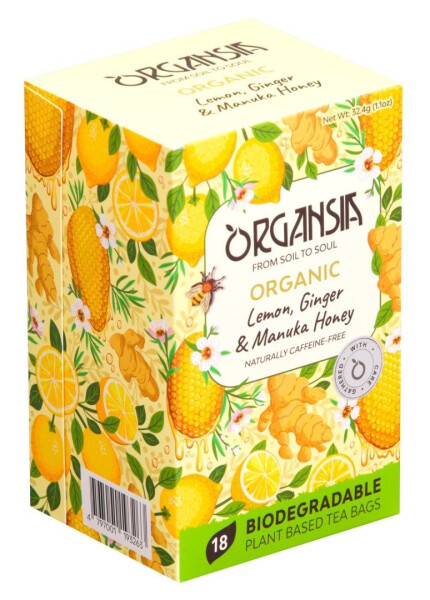 ORGANSIA BIO Lemon Ginger & Manuka Honey přebal 18x1,8g