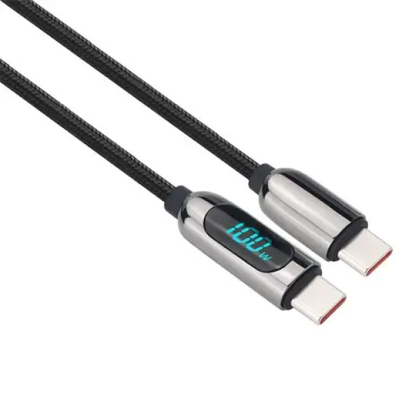 Solight Kabel USB-C (M) - USB-C (M) 2m černá / 100W / displej (8592718034337)