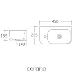 CERANO - Umývátko keramické - nástěnné - Arco - levá - bílá lesklá - 45x25,5 CER-680344