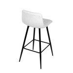 Židle barová, bílá látka, čtyřnohá kovová podnož, černý mat