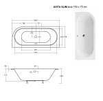 HOPA - Asymetrická vana AVITA SLIM - Nožičky k vaně - Bez nožiček, Rozměr vany - 150 × 75 cm, Způsob provedení - Levé VANAVIT150SLIML