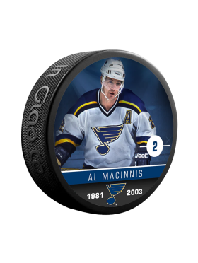 Inglasco / Sherwood Puk Al MacInnis #2 St. Louis Blues Souvenir Collector Hockey Puck