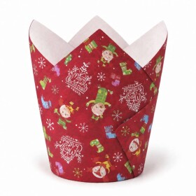 Dortisimo Košíčky na muffiny Tulip červené s vánočními zvířátky (12 ks)