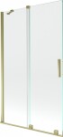 MEXEN/S - Velar Dvoukřídlá posuvná vanová zástěna 110 x 150 cm, transparent, zlatá 896-110-000-01-50