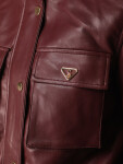 Dámská kožená bomber bunda v přechodném období, vínová, FashionStreet TY5873 M