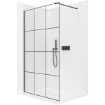 CERANO Sprchová zástěna Walk-in Onyx Cube L/P - 8 mm - hranatá vzpěra - černá matná, industriální sklo - 150x200 cm