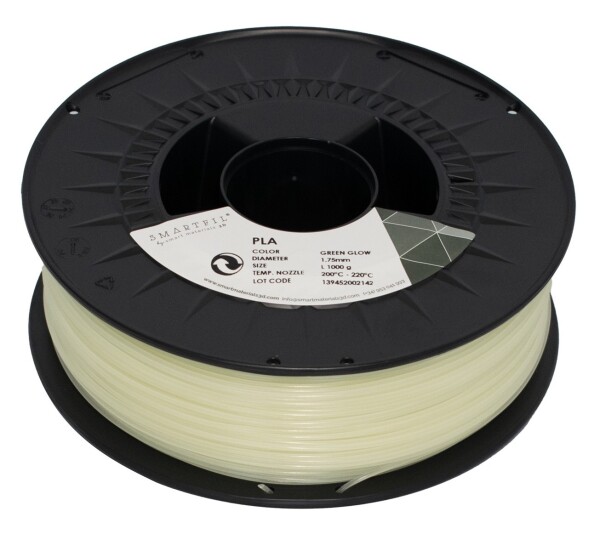 PLA filament GLOW GREEN svítící ve tmě zelená 1,75 mm Smartfil 1 kg
