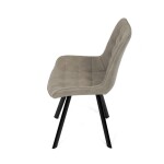 Židle jídelní, béžová látka v dekoru broušené kůže, černý kov