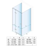 REA/S - Sprchový kout Atlas 90x80 Brush Gold vlevo KPL-K4770