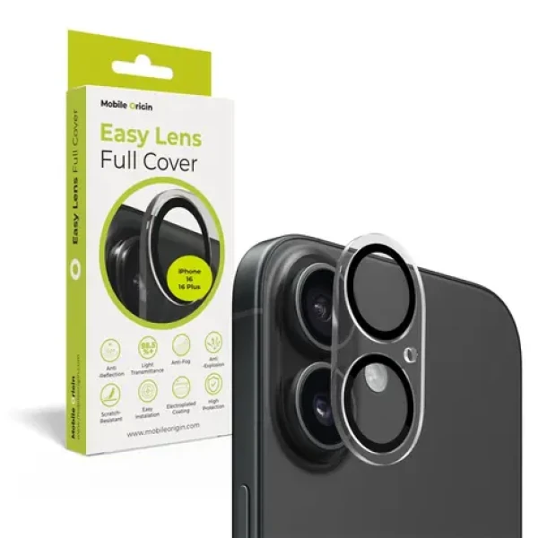 Mobile Origin Easy Lens full cover ochranné sklo na objektiv pro Apple iPhone 16/16 Plus čirá (FRL-LGFC-i16-CLR)