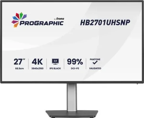 27" IIYAMA ProGraphic HB2701UHSNP-B1 černá / LED / IPS / 3840 x 2160 / 16:9 / 4 ms / 3000:1 / 450cd-m2 / VESA (HB2701UHSNP-B1)