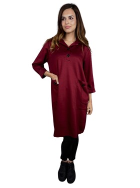 HOSH Mikinové šaty Mirela Velikost: UNI, Barva: Vínová