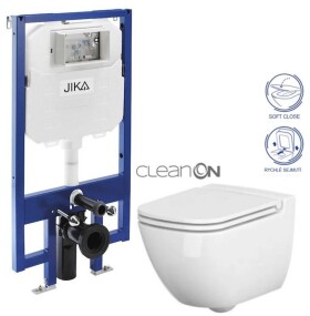 JIKA předstěnový instalační 8 cm systém bez tlačítka + WC CERSANIT CLEANON CASPIA + SEDÁTKO H894652 X CP1